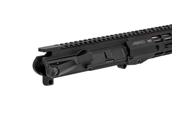 The M4E1 threaded AR-15 barreled upper receiver assembly is hardcoat anodized black